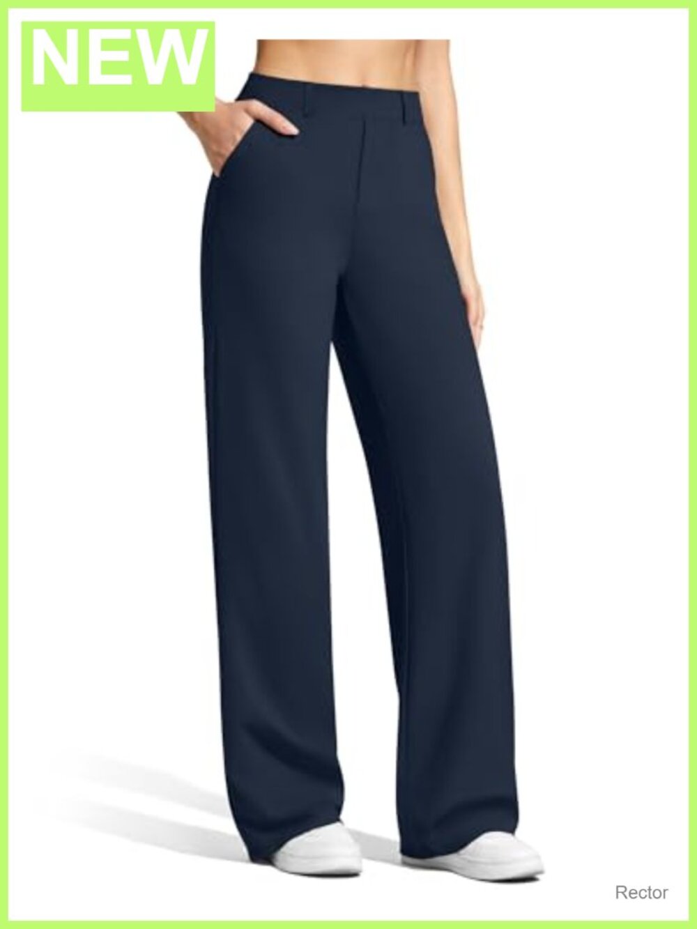 Wide Leg Dress Pants Pockets Belt Loops Pull On Stretch Office